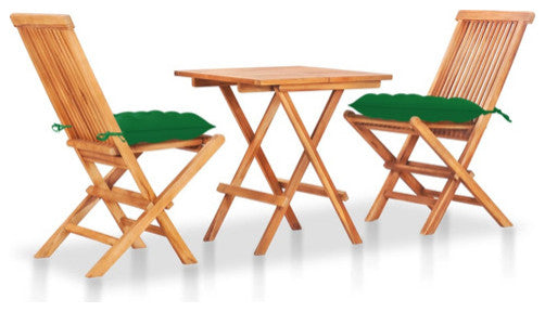 vidaXL Patio Bistro Set 3 Piece Patio Folding Table and Chairs Solid Teak Wood