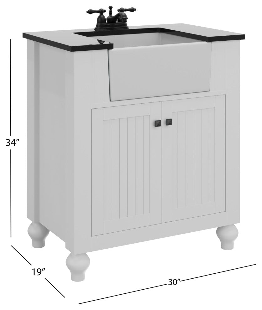 The Holsted Bathroom Vanity, White, 30", Single Sink, Freestanding