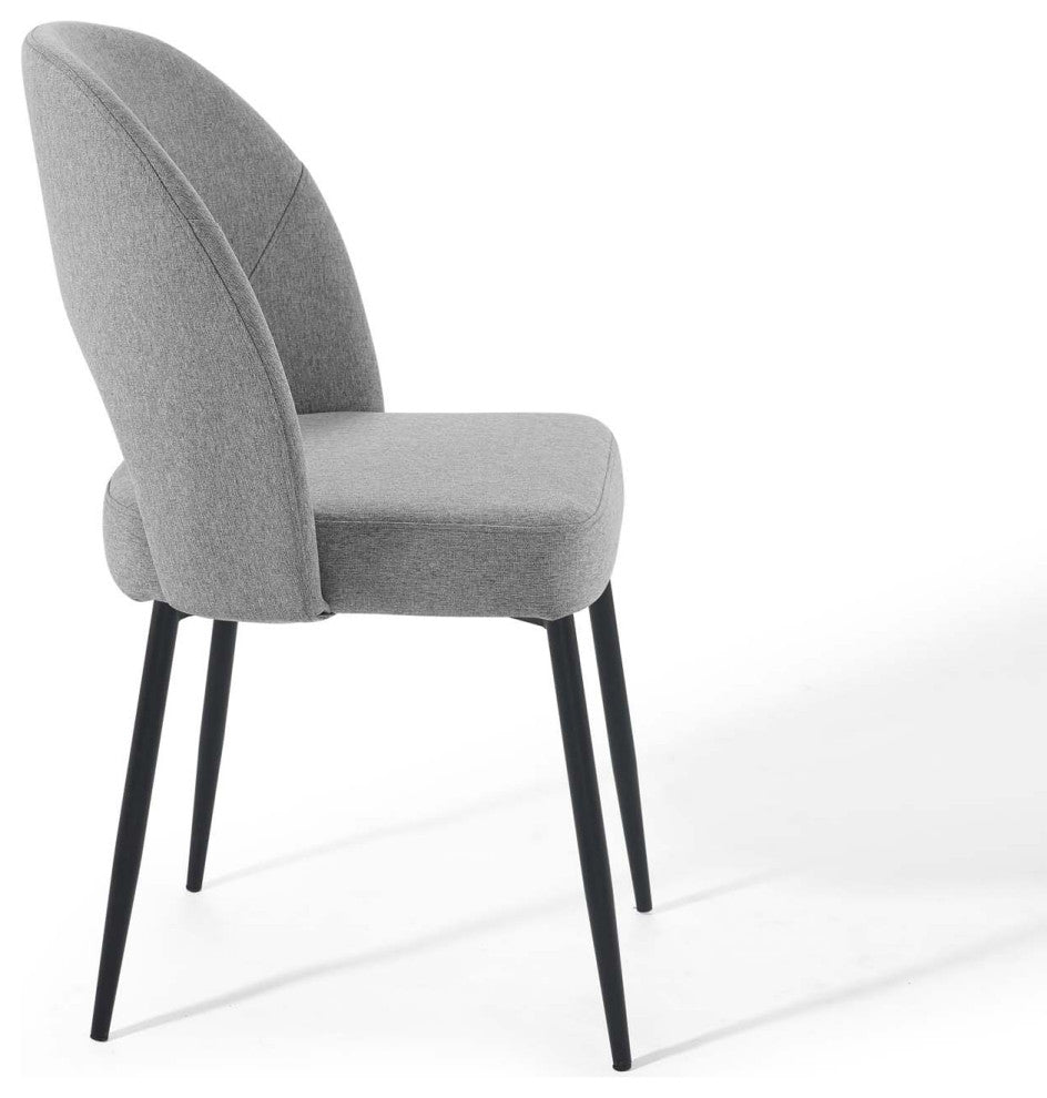 Rouse Dining Side Chair Upholstered Fabric Set of 2-Black Light Gray