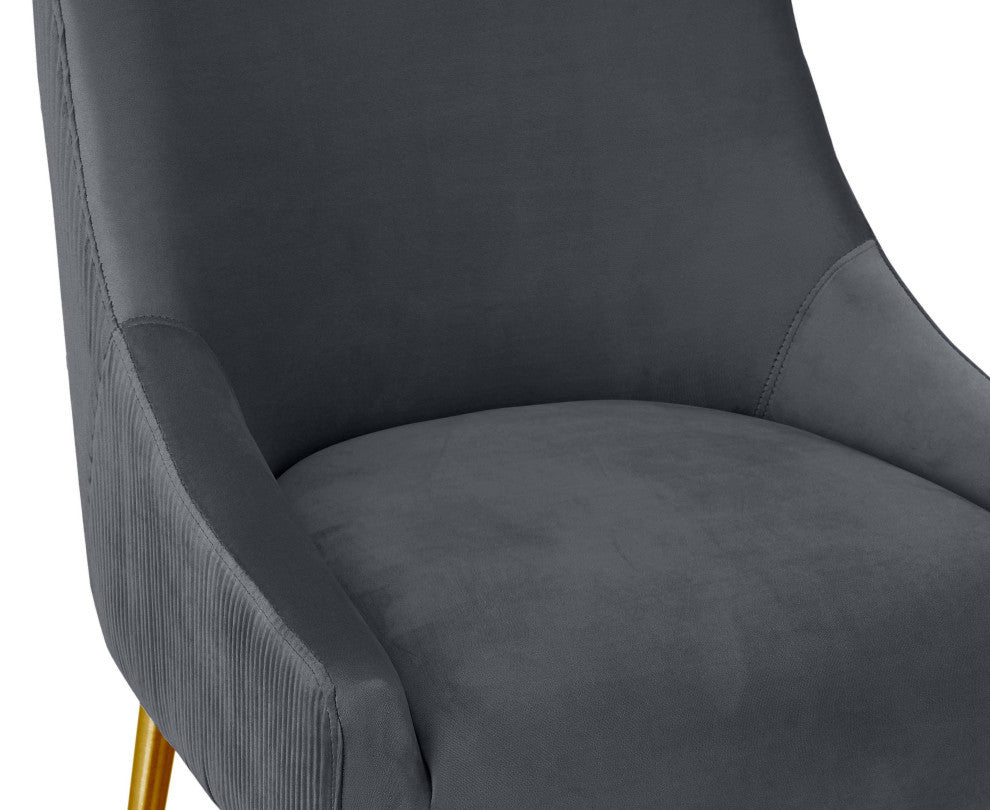 Beatrix Pleated Dark Grey Velvet Counter Stool - Grey