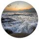 Troubled Sunset Sea Waves, Beach Disc Metal Wall Art, 23"