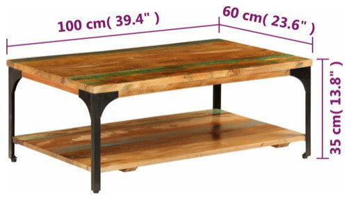 vidaXL Coffee Table End Table with Storage Side Table Solid Reclaimed Wood