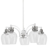 Easton, 5 Light, Chandelier, White & Brushed Nickel, 6" Clear Bubble