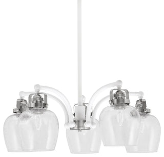 Easton, 5 Light, Chandelier, White & Brushed Nickel, 6" Clear Bubble