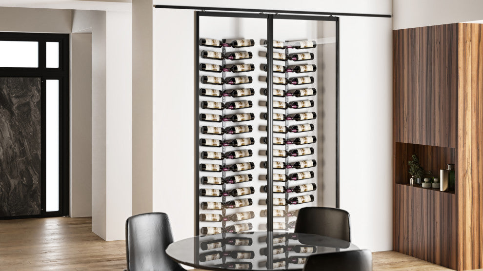 Helix Dual 15 (minimalist wall mounted metal wine rack), Matte Black