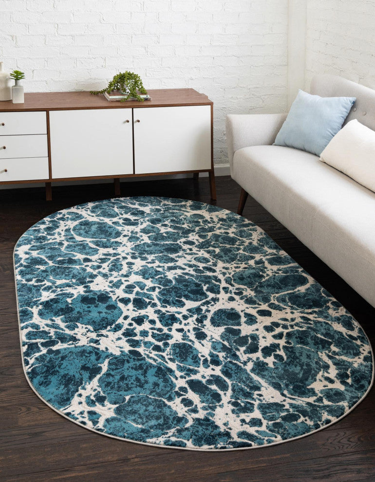 Unique Loom Oasis Breeze Area Rug, Blue, 5' 0 X 8' 0 Oval