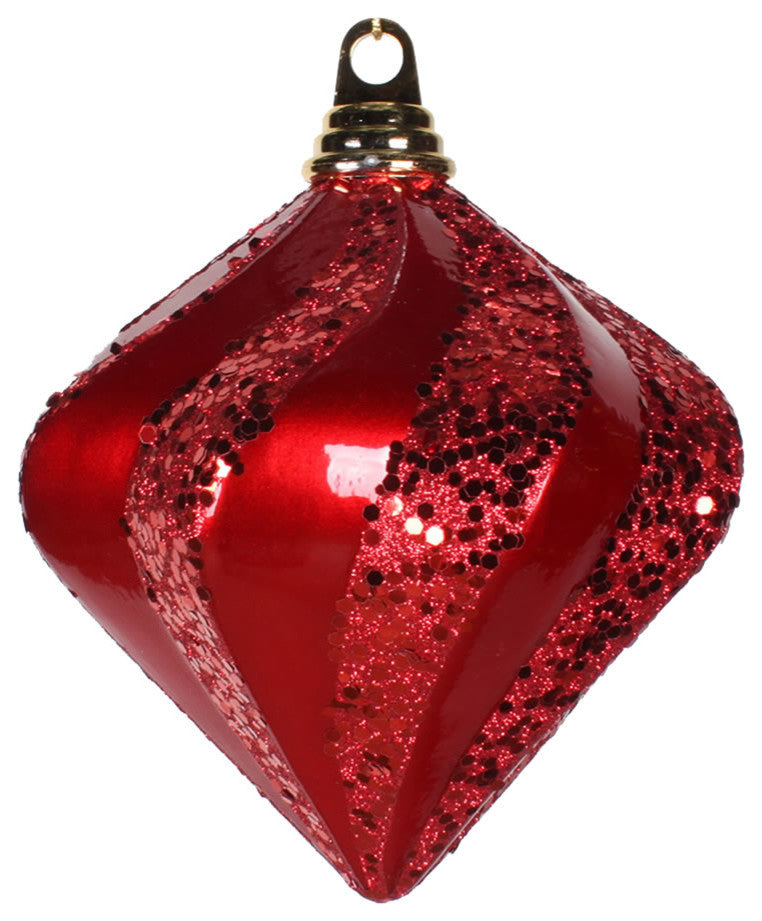 Vickerman 6'' Candy Glitter Swirl Diamond, Red