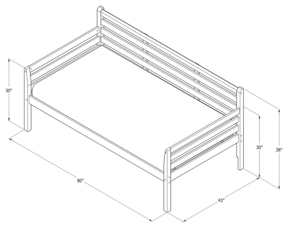 Boho Daybed With Pop Up, Rustic Walnut Finish