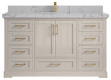 Boston 60" Single Bathroom Vanity in Fine Grain 2" Venatino Quartz