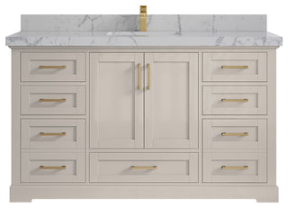 Boston 60" Single Bathroom Vanity in Fine Grain 2" Venatino Quartz