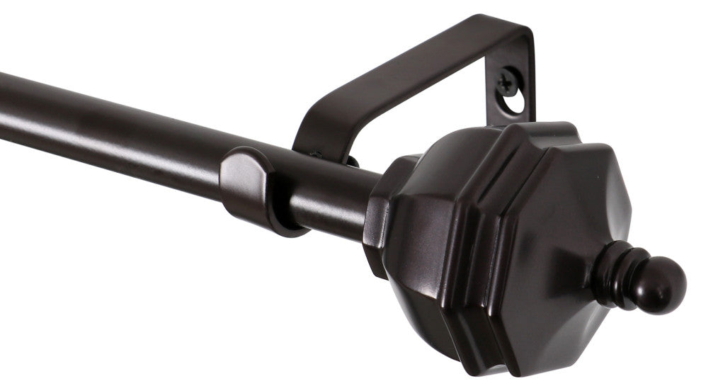 Utopia Alley Curtain Rod With Decorative Urn Finial, 28-48", Bronze