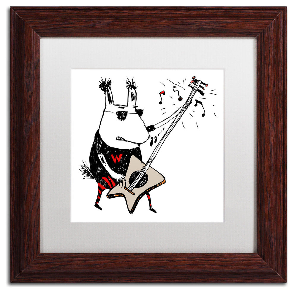 'Wild Guitar Wolf' Matted Framed Canvas Art by Carla Martell