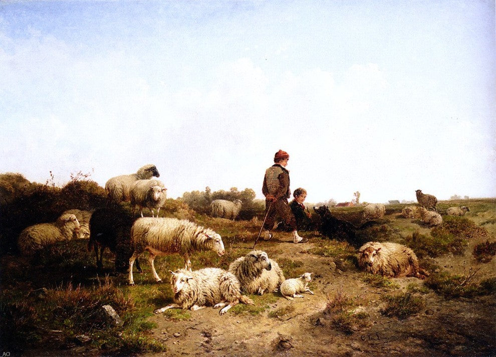 Cornelis Van Leemputten Shepherd Boys With Their Flock Wall Decal