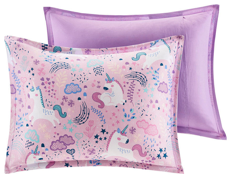Urban Habitat Kids Lola Unicorn Cotton Duvet Cover Set, Pink