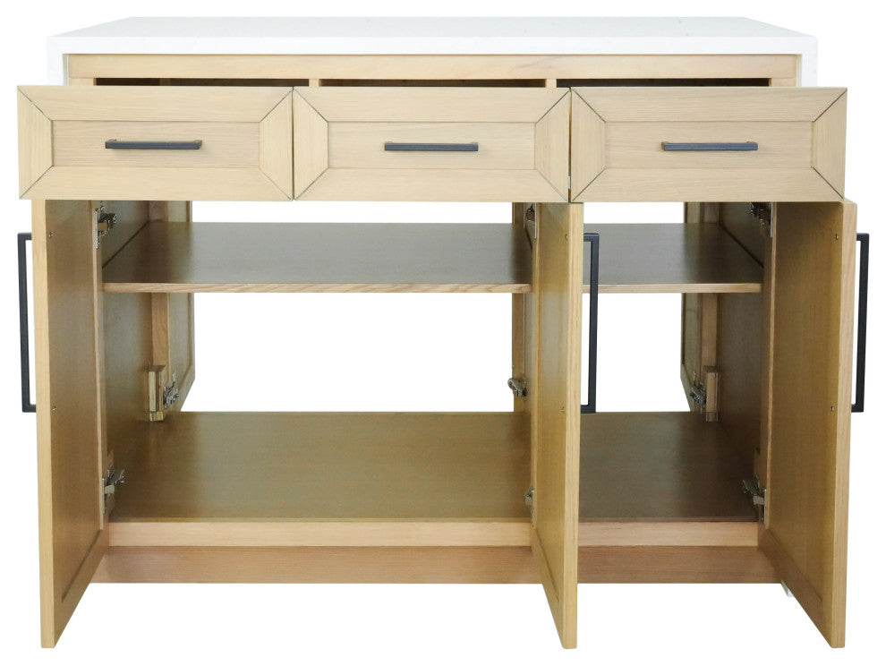 Palisade 48" Kitchen Island, Blonde, Engineered Marble