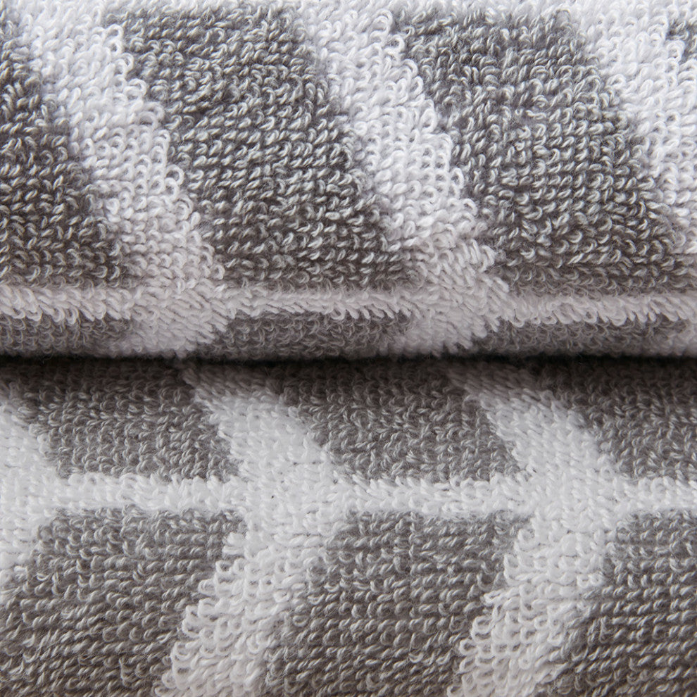 Intelligent Design Nadia Cotton Jacquard Bath Towel 6 Piece Set, Grey