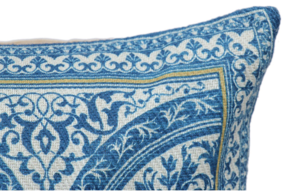 Blue Machine Woven Sheffield Throw Pillow, 16" x 26"