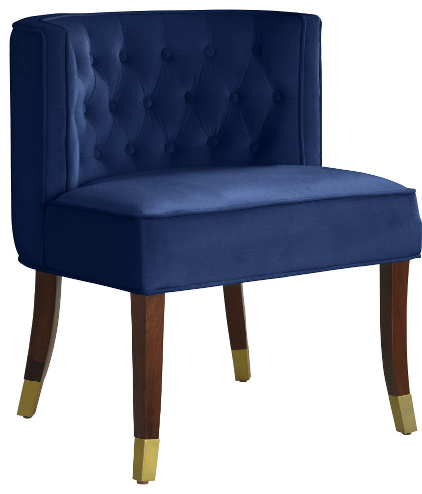 Perry Velvet Upholstered Dining Chair (Set of 2), Navy