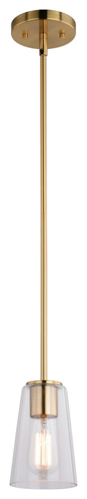 Beverly Gold Muted Brass Mini Pendant Ceiling Light Clear Glass, LED Compatible