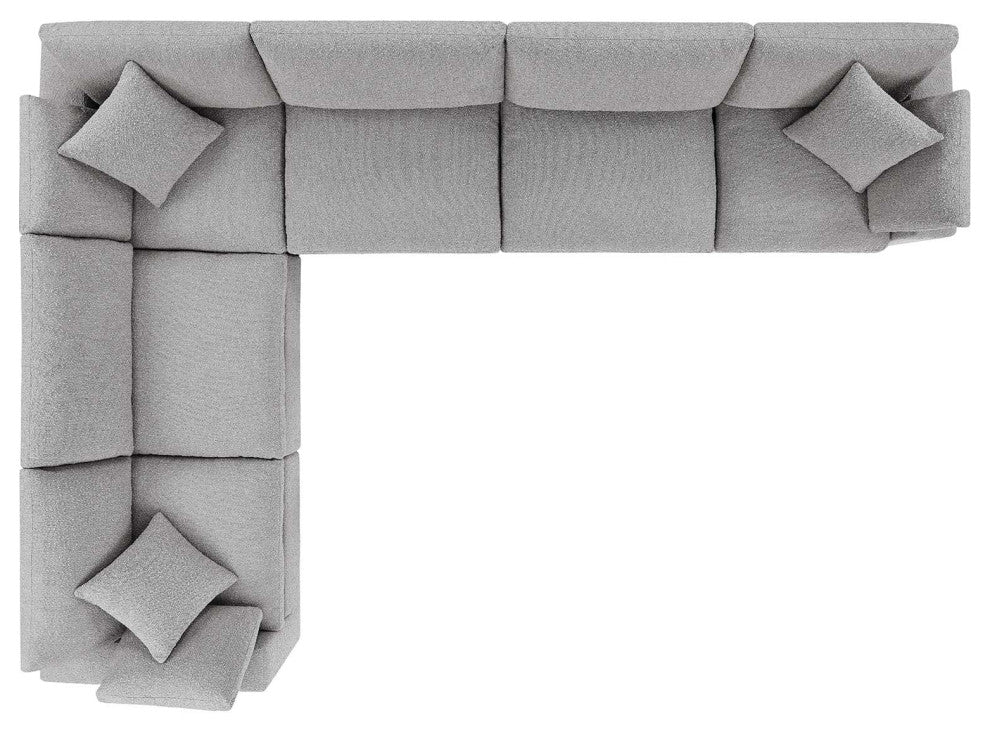 Commix Down Filled Overstuffed Boucle Fabric 6-Piece Sectional Sofa