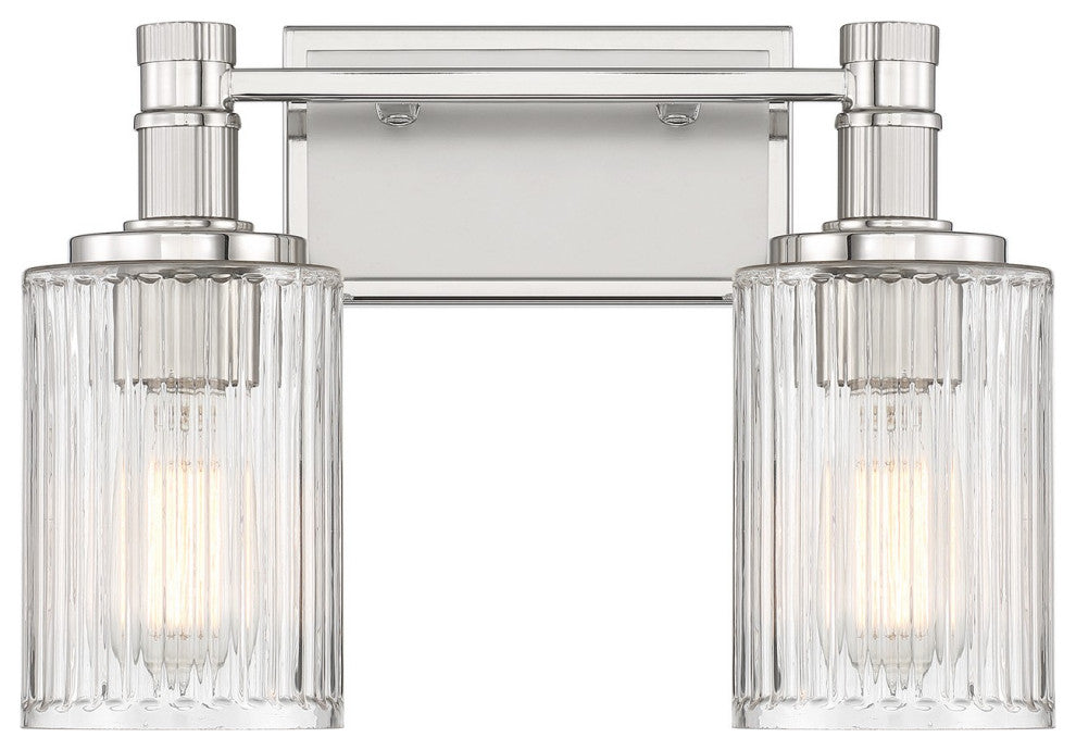 Concord 2-Light Bathroom Vanity Light, Silver and Polished Nickel