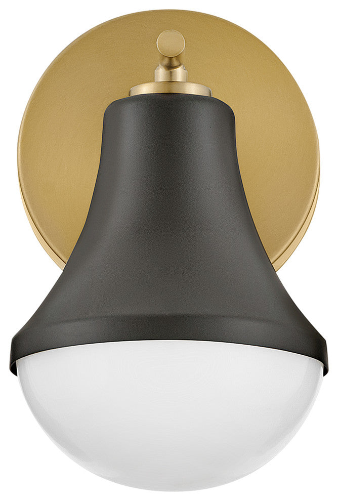 Lark Haddie 9" Modern Bath Sconce, Black + Lacquered Brass