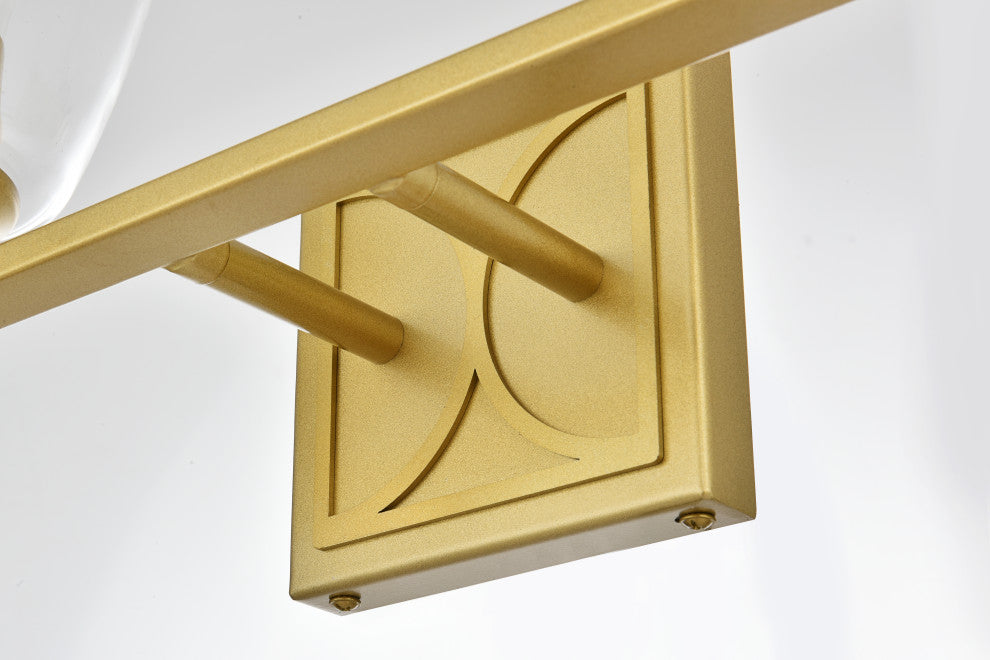 2 Light Brass And Clear Bath Sconce