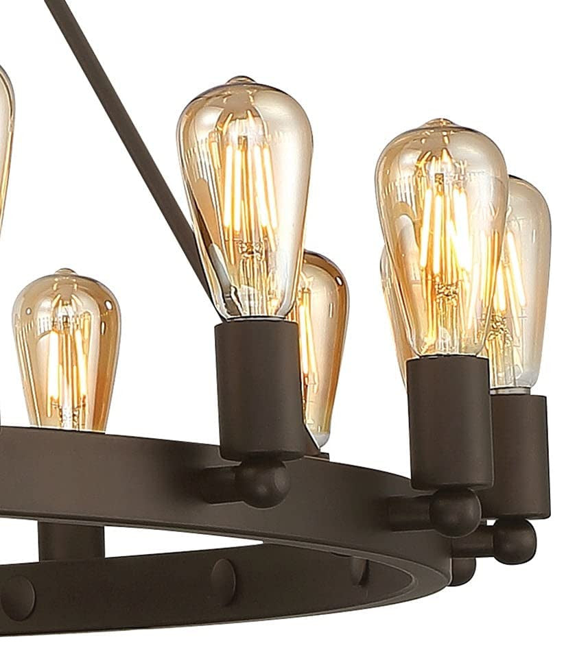20 Light Candle Style Wagon Wheel Chandelier, Oil Rubbed Bronze/Gold