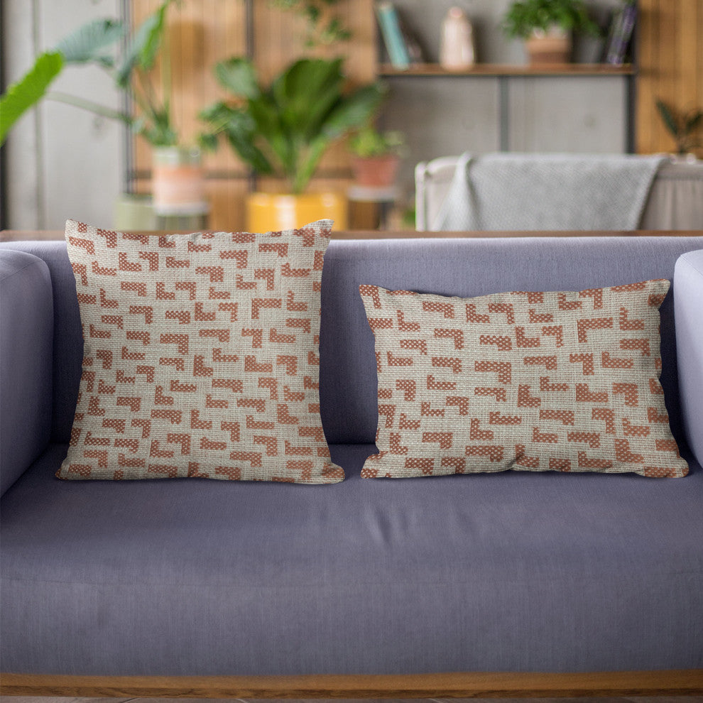 Plutus Brown Beige Angles Abstract Luxury Throw Pillow, 20"x36"
