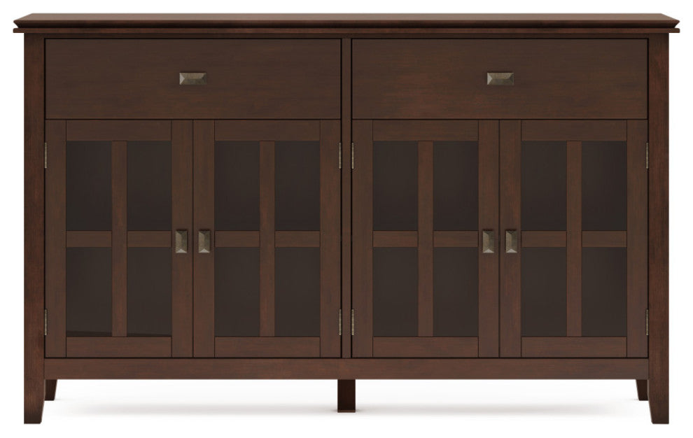 Artisan Solid Wood Large 4 Door Sideboard Buffet, Russet Brown