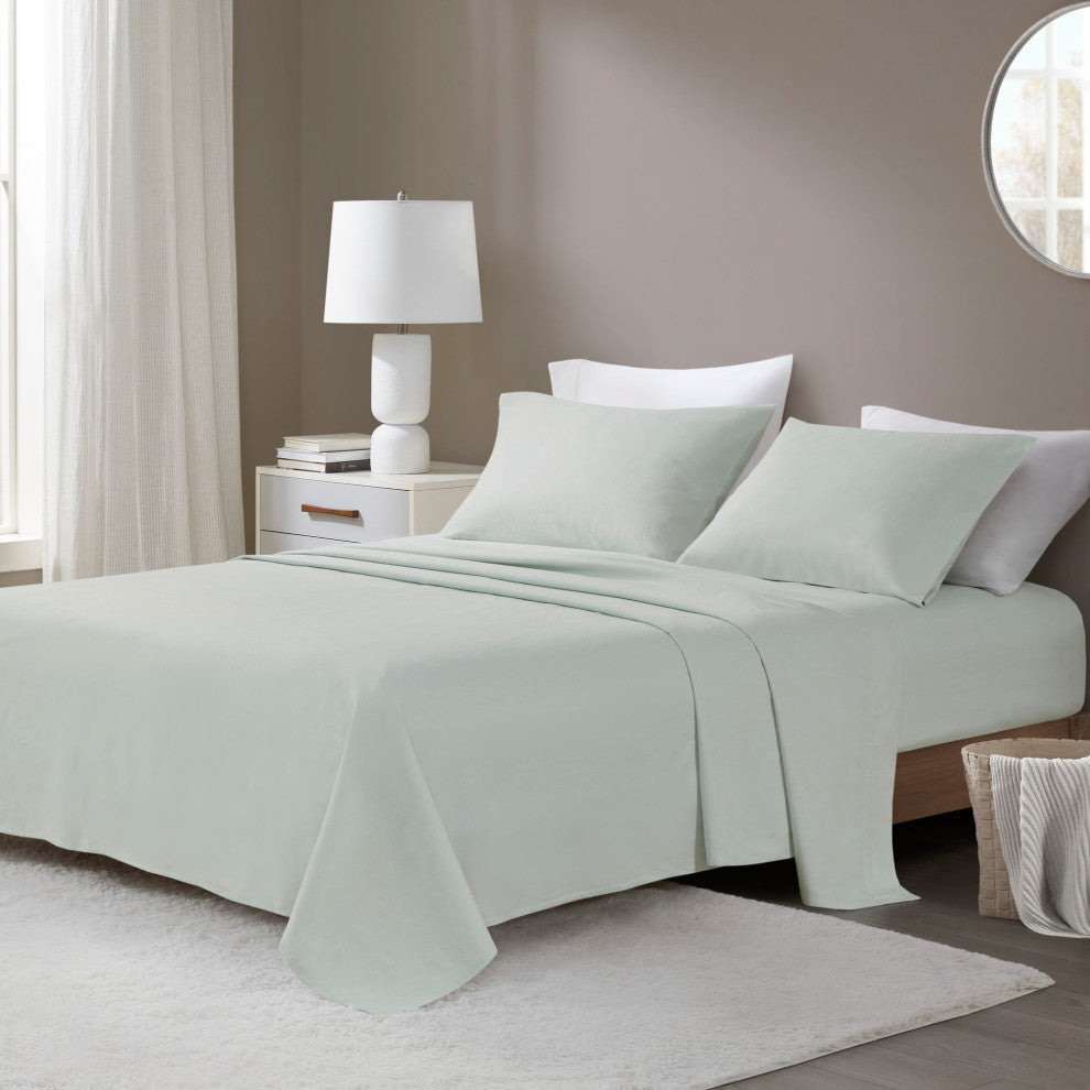 Beautyrest Oversized Flannel 4 Piece Sheet Set, Seafoam Solid