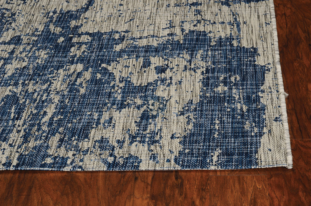 KAS Provo 5760 Gray/Denim Strokes Area Rug, 7'10" Round
