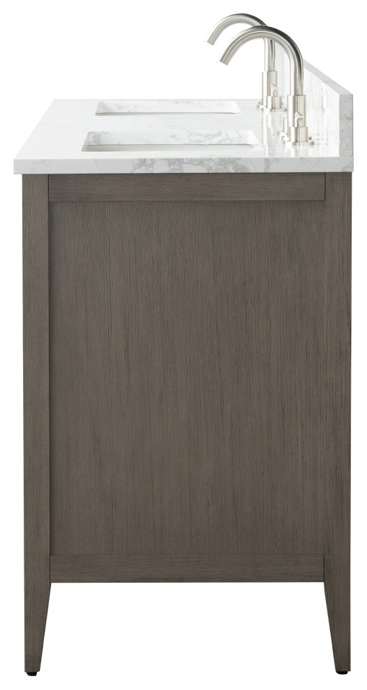 Vanity Art Bathroom Vanity With Sink, Driftwood Gray, 60", Double Sink, Brushed Nickel