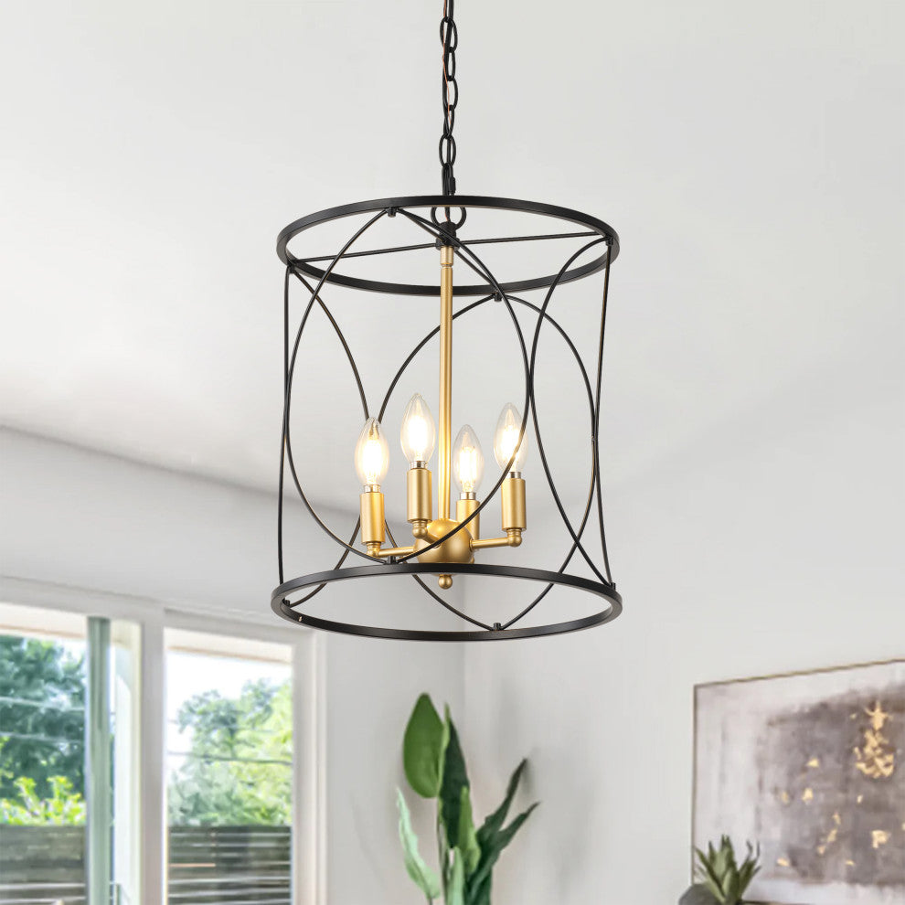 Farmhouse Metal Cylinder Frame 3-Light Pendant Lighting Fixture