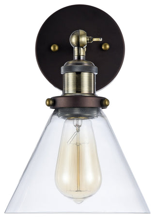 IRONCLAD, Industrial-style 1 Light Rubbed Bronze Wall Sconce, 7" Wide