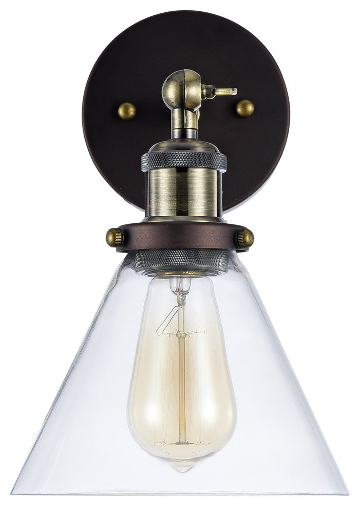 IRONCLAD, Industrial-style 1 Light Rubbed Bronze Wall Sconce, 7" Wide