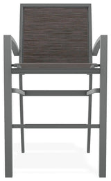 Kendall Sling Bar Height Stackable Outdoor Stool, James/Graphite