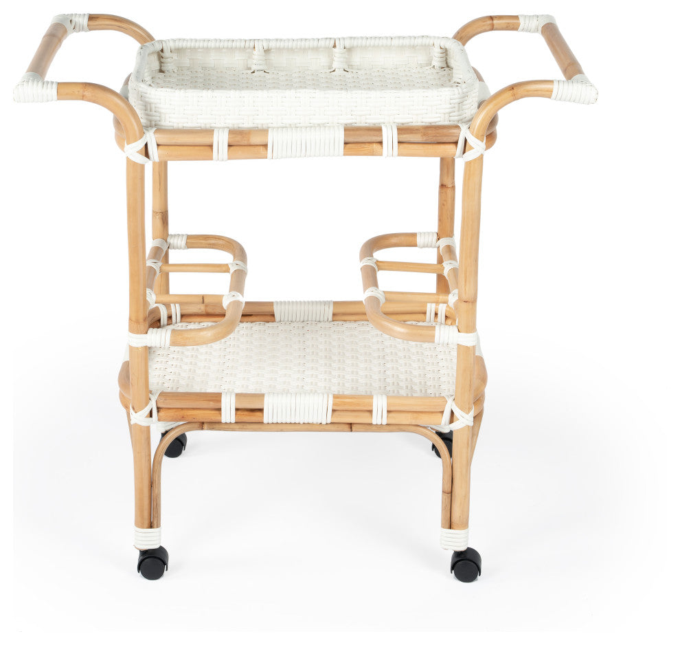 Butler Selena White Rattan Bar Cart