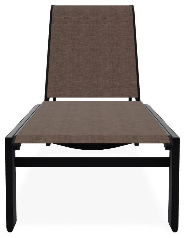 Kendall Sling Stackable Outdoor Chaise Lounge, Mocha/Black