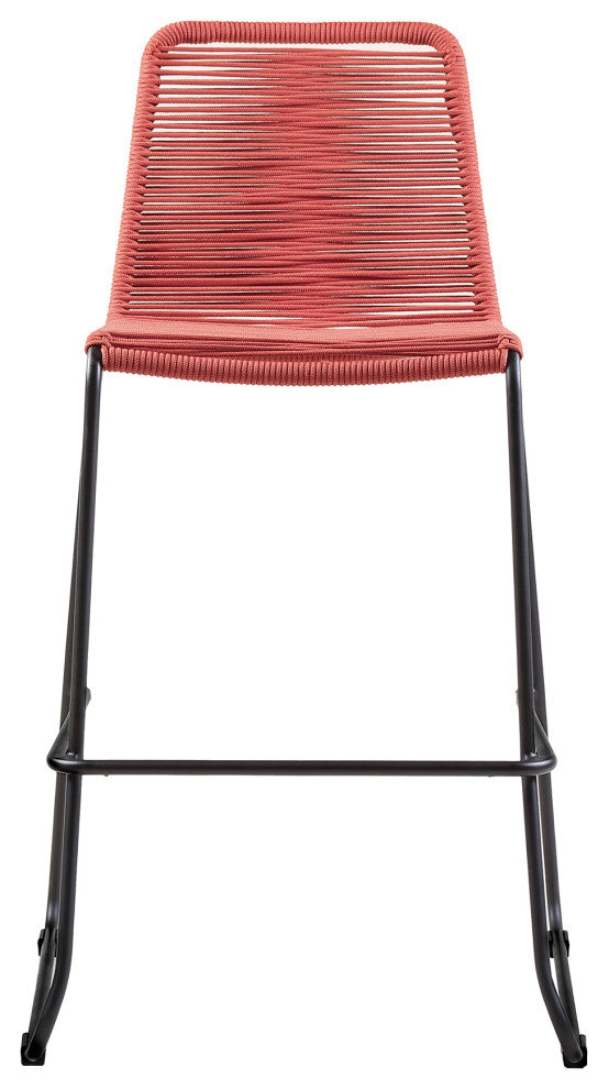 Shasta 30" Outdoor Metal and Brick Red Rope Stackable Barstool, Set of 2