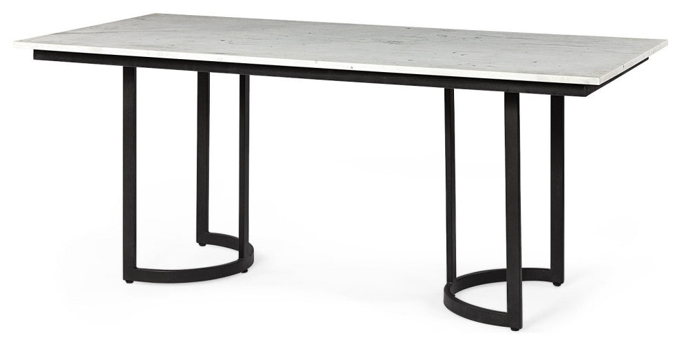 Modern Marble and Metal Dining Table