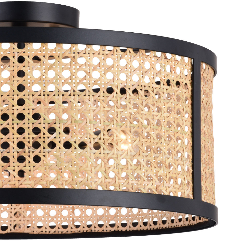 Berens 15.5" 3 Light Semi-Flush Mount Matte Black