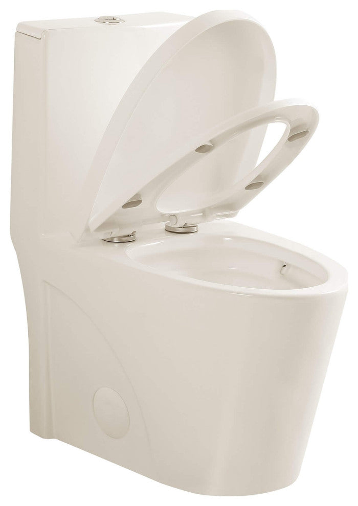 Fine Fixtures Dual-Flush Elongated One-Piece Toilet With High Efficiency Flush, Biscuit