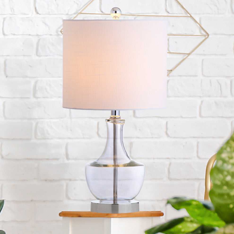 Colette 20" Mini Glass Table Lamp, Clear, Single