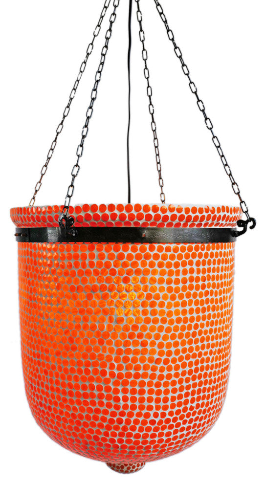 Orange Mosaic Bucket Pendant, Large