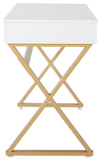 Juliette Vanity With White Top and Gold Legs