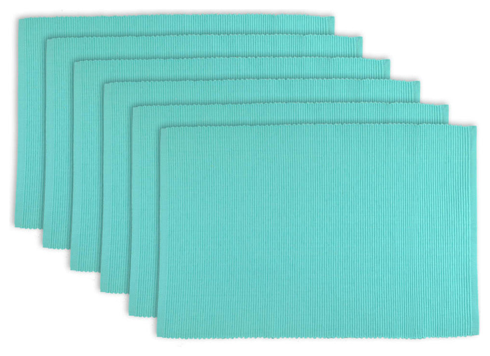 DII Aqua Ribbed Placemat, Set of 6
