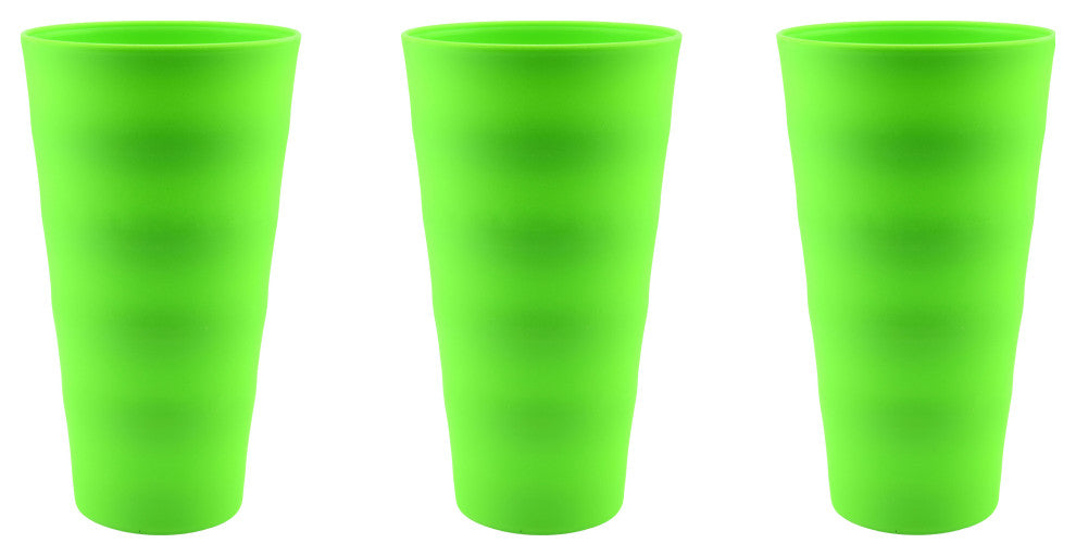 Break-Resistant Plastic Cups 18Oz, Reusable Design, Set of 3, Green