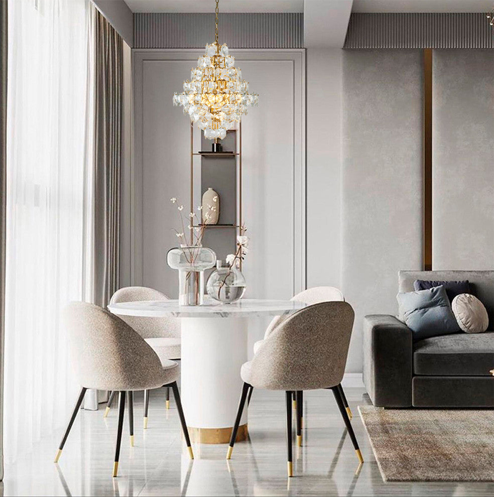 Clear Crystal Chandelier With Brass Hardware