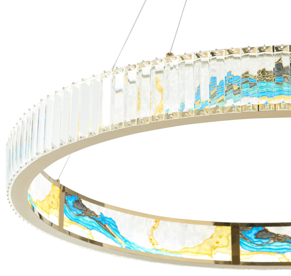 Boeseman's Dimmable Integrated LED Crystal Colorful Chandelier, 1 Tier
